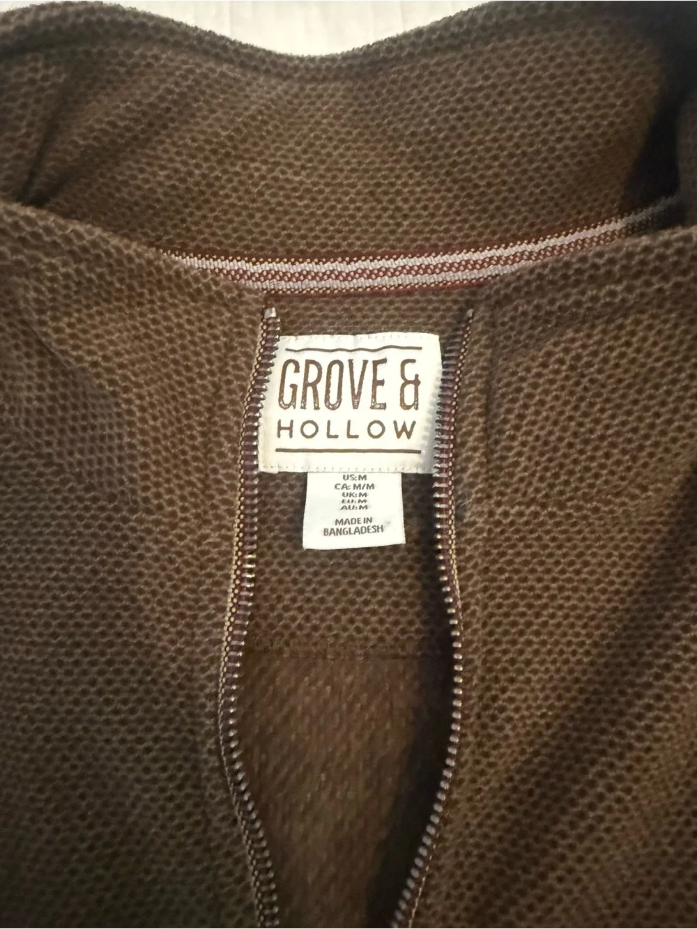 Grove and Hollow Men's Brown Zip-Up Sweater
